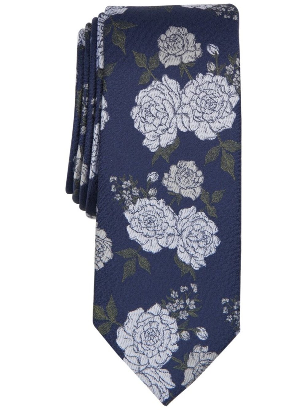 Bar Iii Men's Shiloh Floral Tie Silver One Size